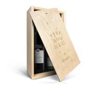 Floraqueen FR Coffret de Vins Maison de la Surprise : Rouge et Blanc, Cadeau Luxueux et Gravé