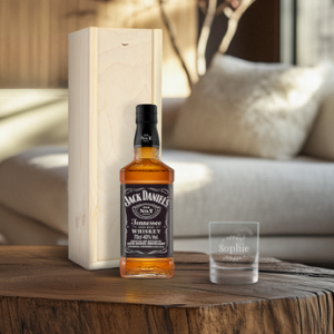 Floraqueen FR Jack Daniel&rsquo;s Personnalisé : Offrez un Whisky Américain Premium avec Verre Gravé Unique